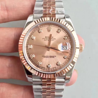 Rolex Datejust II 116333 41MM Replica N Stainless Steel & 18K Rose Gold Wrapped Pink Dial Swiss 3235