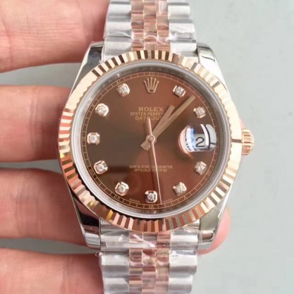 Rolex Datejust II 116333 41MM Replica N Stainless Steel & 18K Rose Gold Wrapped Chocolate Dial Swiss 3235
