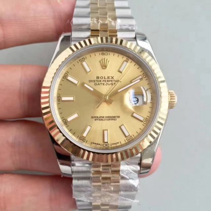 Rolex Datejust II 116333 41MM Replica EW Stainless Steel & Yellow Gold Champagne Dial Swiss 3136