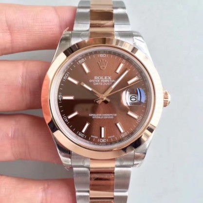 Rolex Datejust II 116333 41MM Replica EW Stainless Steel & Rose Gold Chocolate Dial Swiss 3136