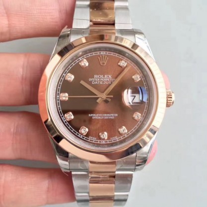 Rolex Datejust II 116333 41MM Replica EW Stainless Steel & Rose Gold Chocolate Dial Swiss 3136
