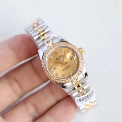 Rolex Lady Datejust 28 279383RBR 28MM Replica N Stainless Steel & Yellow Gold Champagne Dial Swiss 2671