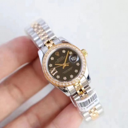 Rolex Lady Datejust 28 279383RBR 28MM Replica N Stainless Steel & Yellow Gold Black Dial Swiss 2671