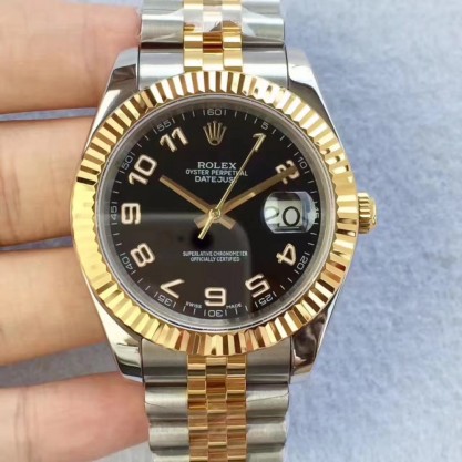 Rolex Datejust II 126333 41MM Replica N Stainless Steel & Yellow Gold Black Dial Swiss 2836-2
