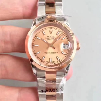 Rolex Datejust 31 178241 31MM Replica JF Stainless Steel & Rose Gold Champagne Dial Swiss 2836-2