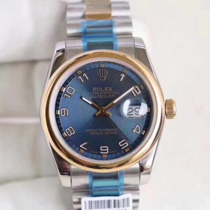 Rolex Datejust 36 116203 36MM Replica N Stainless Steel & Yellow Gold Blue Dial Swiss 2836-2