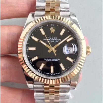 Rolex Datejust 41 126333 41MM Replica N Stainless Steel & Yellow Gold Black Dial Swiss 3235