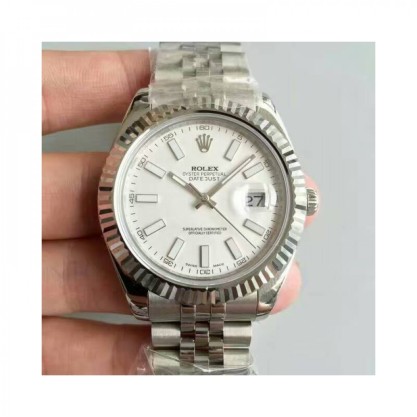 Rolex Datejust II 116334 41MM Replica NF Stainless Steel White Dial Swiss 2836-2