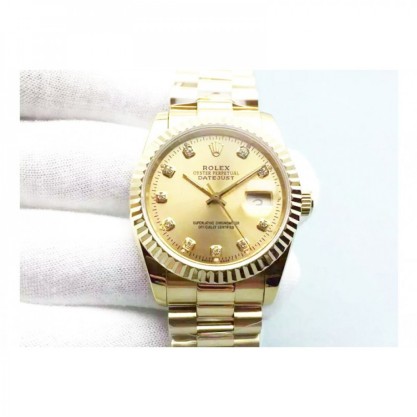 Rolex Datejust 116238 36MM Replica Yellow Gold Champagne Dial Swiss 2836-2