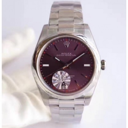 Rolex Oyster Perpetual 39 114300 JF Stainless Steel Red Dial Swiss 3132