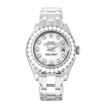 Best UK AAA White Gold set with Diamonds Rolex Pearlmaster 80299-29 MM Replica