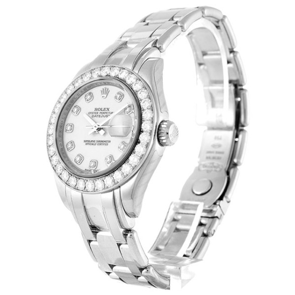 Best UK AAA White Gold set with Diamonds Rolex Pearlmaster 80299-29 MM Replica