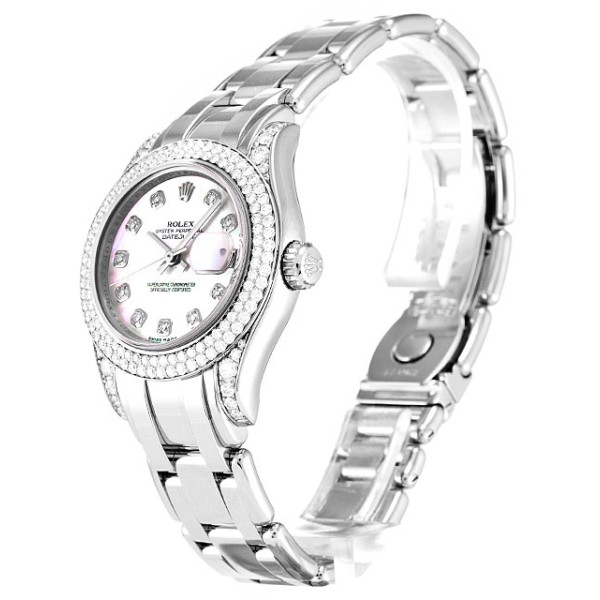 Best UK AAA White Gold set with Diamonds Rolex Pearlmaster 80359-29 MM Replica