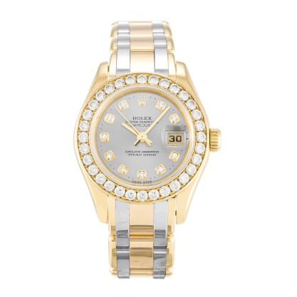 Best UK AAA Yellow Gold set with Diamonds Rolex Pearlmaster 80298-29 MM Replica