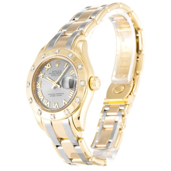 Best UK AAA Yellow Gold set with Diamonds Rolex Pearlmaster 80318-28 MM Replica