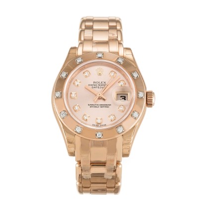 Best UK AAA Rose Gold set with Diamonds Rolex Pearlmaster 80315-29 MM Replica