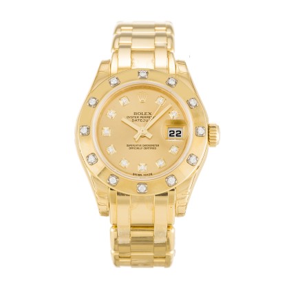 Best UK AAA Yellow Gold set with Diamonds Rolex Pearlmaster 80318-29 MM Replica