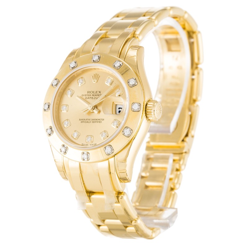 Best UK AAA Yellow Gold set with Diamonds Rolex Pearlmaster 80318-29 MM Replica