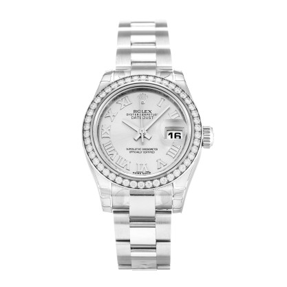 Best UK AAA Steel & White Gold set with Diamonds Rolex Datejust Lady 179384-26 MM Replica
