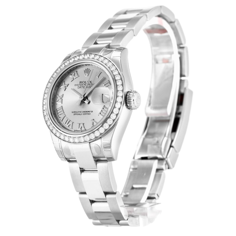 Best UK AAA Steel & White Gold set with Diamonds Rolex Datejust Lady 179384-26 MM Replica