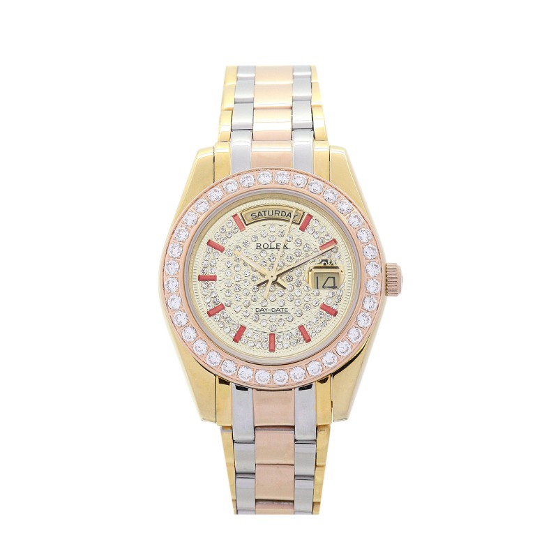 Best UK AAA Rose gold and Yellow gold with Diamonds Rolex Day-Date-36 MM Replica